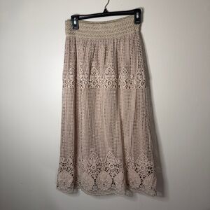 vicki wayne size M womens lined lace boho retro skirt beach travel neutral